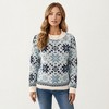 Anna-Kaci Women's Nordic Snowflake Knit Sweater with Ribbed Trim and Crew Neck - 2 of 4