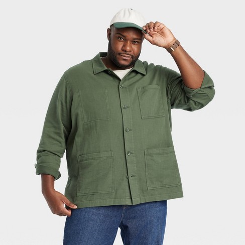 Men's Big & Tall Tailored Work Shirt Jacket - Goodfellow & Co™ Olive Green  5XL