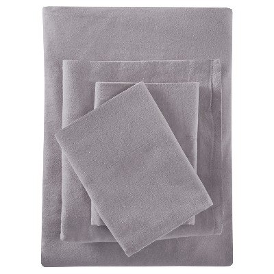Solid Flannel Sheet Set (Queen) Gray