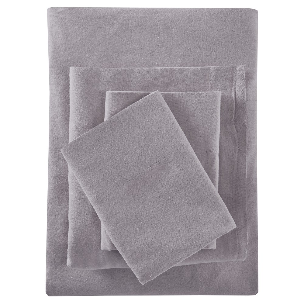 Solid Flannel Sheet Set (Twin) Gray