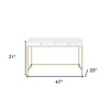 HomeRoots 47" White And Gold Wood and Steel Vanity Table With Two Drawers - 3 of 4