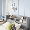TIRAMISUBEST Twin/Full Size Platform Bed with Storage Bookcase Headboard and LED Motion Sensor Light, Wooden Bed Frame with Bed Guardrails - 4 of 4