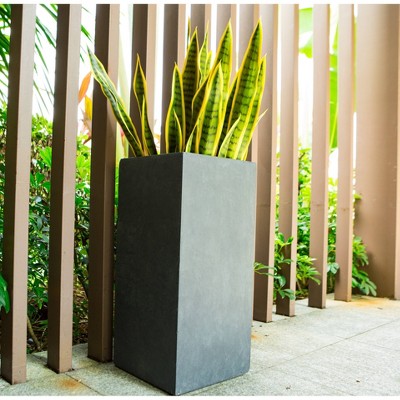 Charcoal Concrete Tall Square Planter for Indoor/Outdoor Use