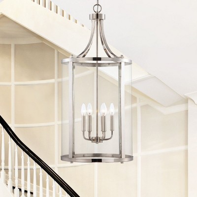 Penrose 6-Light Foyer Lantern in Satin Nickel with Clear Glass