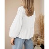 Coolmee Women‘s Tie Front Tops Summer Beach Vacation Fashion Outfits Loose Fit Blouses Flowy Pleated Hem Long Lantern Sleeve Clothes 2XL White - 4 of 4