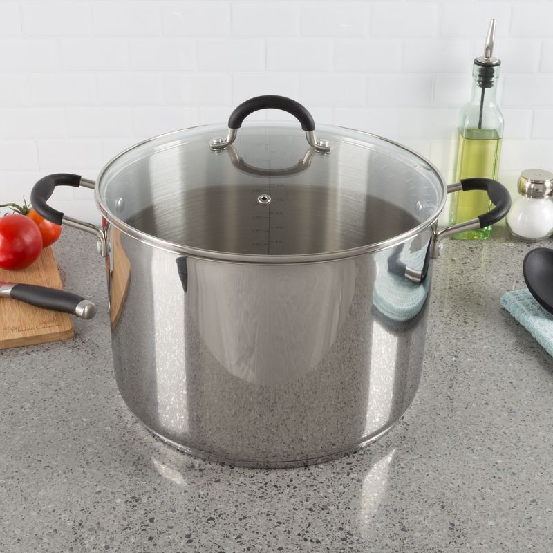 Hastings Home Large Stainless Steel 12-Qt Stock Pot With Lid – 11.5" x 7.5", 1 of 8