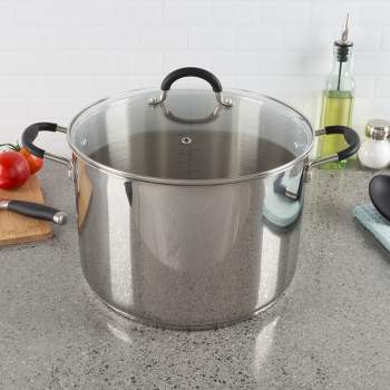 Hastings Home Large Stainless Steel 12-Qt Stock Pot With Lid – 11.5" x 7.5"