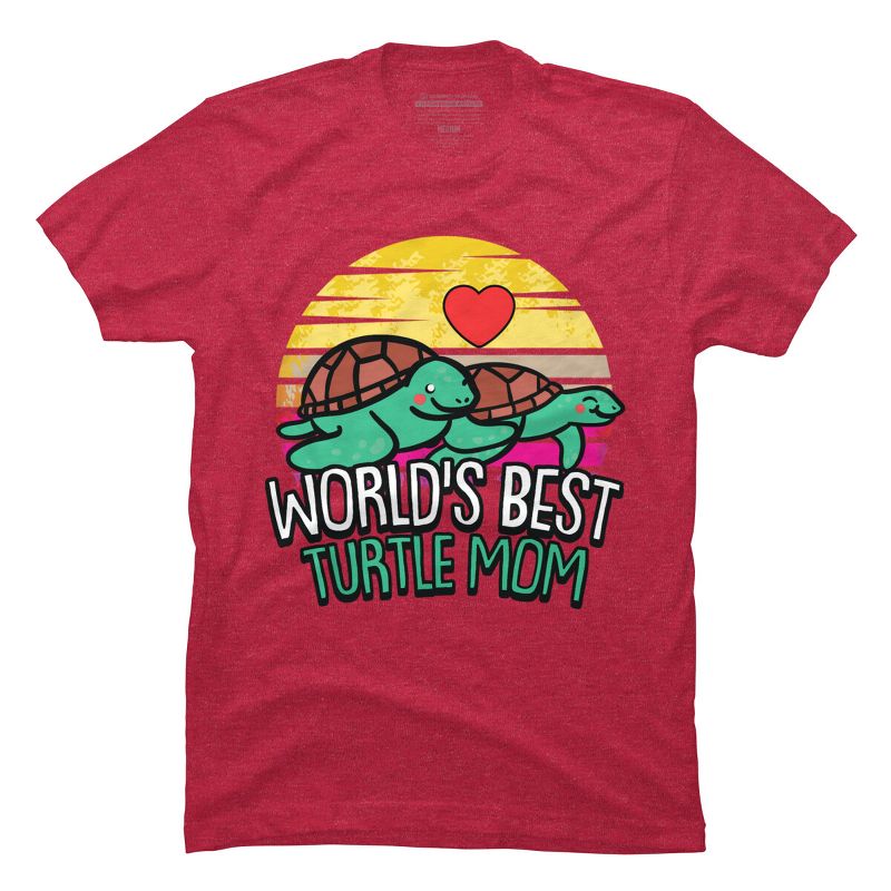 Men's Design By Humans World's Best Turtle Mom Retro Stripes By animalshop T-Shirt, 1 of 3
