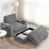 NicBex Oversized Faux Rabbit Fur Sofa Bed with Storage Ottoman & Cup Holders, Upholstered Sleeper Chair for Living Room & Bedroom, Green - 2 of 4