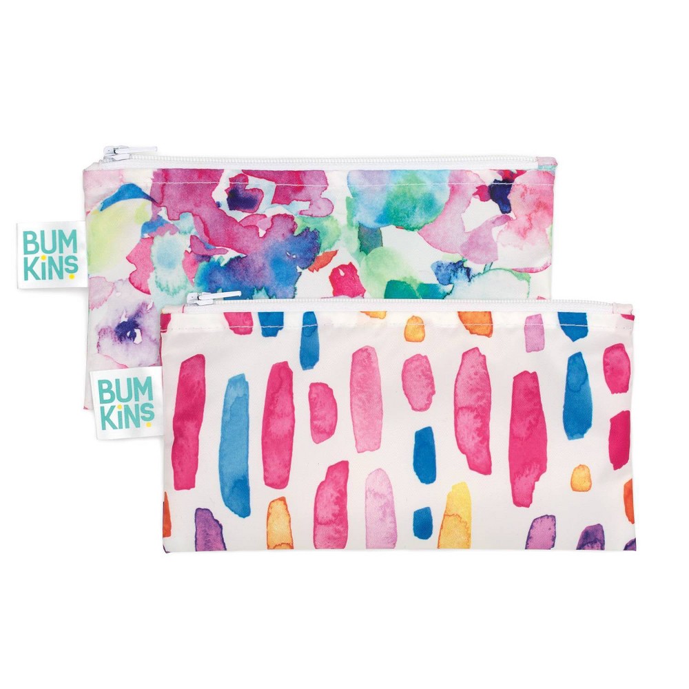 Bumkins Reusable Snack Bag 2-Pack Watercolor/Brush Stroke