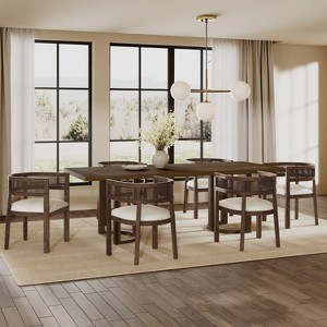 Christopher Knight Home Isolde 7 Piece Modern Rubberwood and Rattan Upholstered Dining Set - 1 of 4