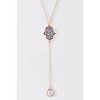 Slickblue Women's Necklace, Double Gold Belcher Chain with Hamsa, "R" Letter, and Pearls, Spiritual Style, 15-19.5" - 2 of 3