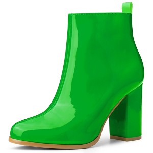 Allegra K Women's Round Toe Zipper Chunky Heels Ankle Boots - 1 of 4