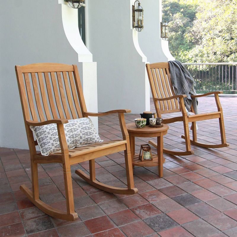 Cambridge Casual 3pc Sherwood Teak Outdoor Patio Small Space Chat Furniture Set, 1 of 10