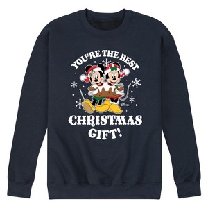Men's - Disney - Mickey and Minnie Best Christmas Gift Graphic Fleece Sweatshirt - 1 of 4