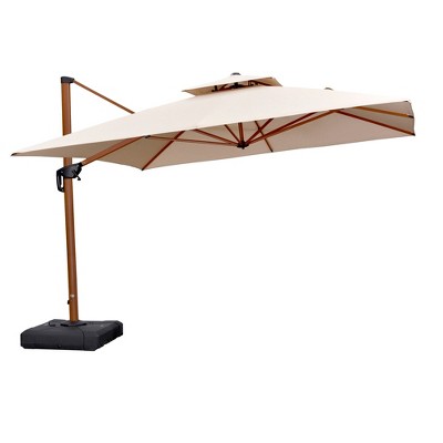 PURPLE LEAF Patio Umbrella with Base Outdoor Square Large Cantilever Umbrella Windproof Offset Heavy Duty Umbrella for Garden Deck Pool