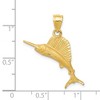 Black Bow Jewelry 14k Yellow Gold Small Satin and Diamond Cut Sailfish Pendant - 4 of 4