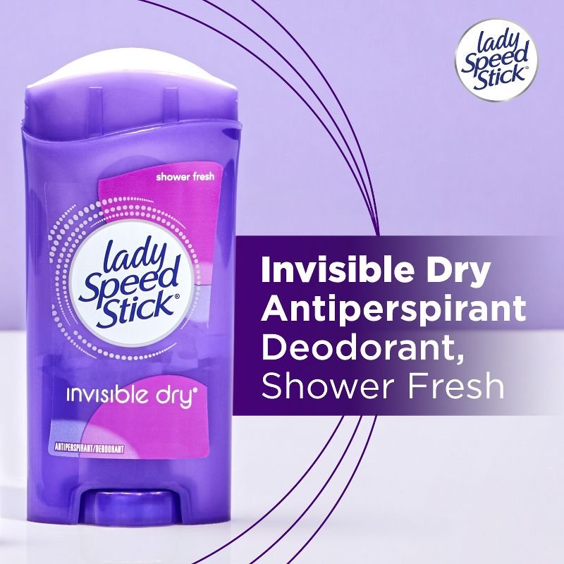 Lady Speed Stick Invisible Dry Antiperspirant &#38; Deodorant for Women - Shower Fresh - Trial Size - 2.3oz/2pk, 6 of 10