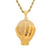 Steeltime 24" 18k gold plated stainless stseel and simulated diamonds hand on basktball pendant - 2 of 4