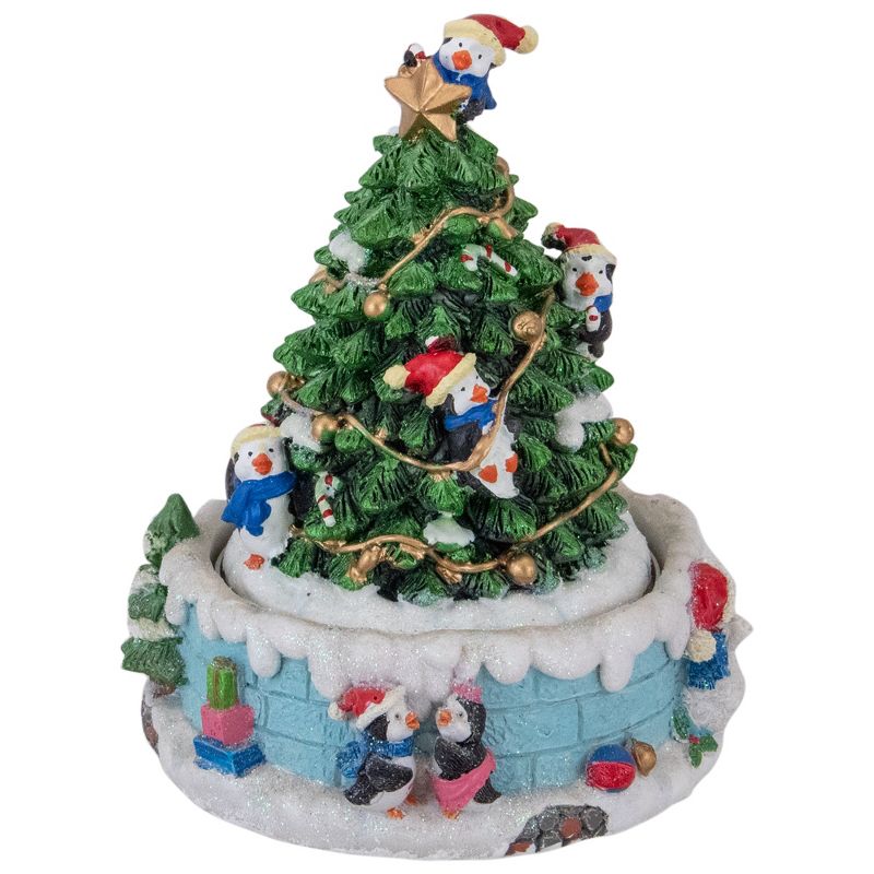 Northlight 6.5" Penguins and Christmas Tree Rotating Music Box, 5 of 7