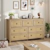 3 Drawer Rattan Dresser for Bedroom, Tall Freestanding Boho Chest of Drawers, Wood Storage Cabinet for Nursery, Living Room, or Closet - 4 of 4