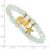 Chisel Stainless Steel Yellow IP-plated Starfish and Tree of Life Dangles 6.5mm Amazon Stone Beaded 6.25" Stretch Bracelet - 4 of 4