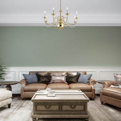 Elegant Williamsburgh Polished Brass 8-Light Colonial Chandelier