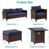 Sonkuki 8 Pieces Patio Sofa with Square Fire Pit Table and Ottomans, Wicker Conversation Couch, Light Gray Cushion - 3 of 4