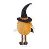 YOOCOZZ 6.3x4.3x16" Halloween Decoration Standing Orange Gnome W/Black Gnome & Holding Banner - 4 of 4