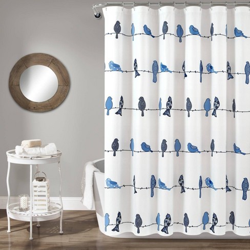 Rowley Birds Shower Curtain Navy - Lush Décor : Target