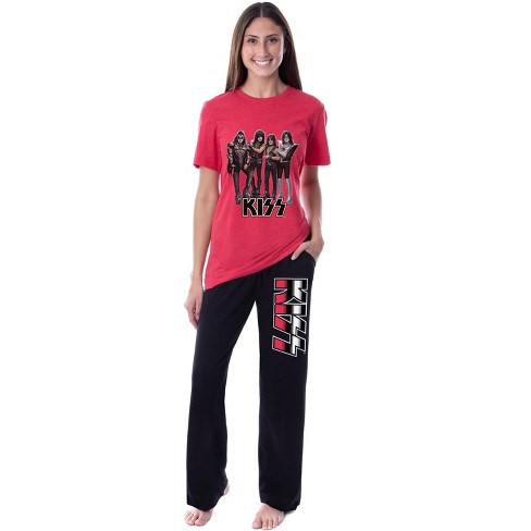 KISS Women s Metal Rock Band Logo Catman Spaceman Sleep Pajama Set X Small