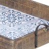 Olivia & May Set of 2 French Country Wood Serving Trays Blue/White: Farmhouse Style Ottoman Decor Tray - 2 of 4