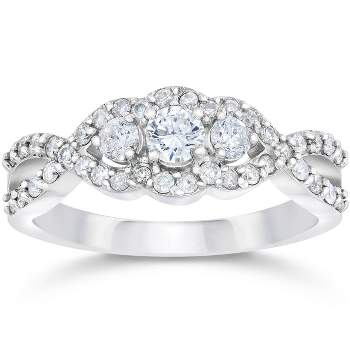 Pompeii3 3/4ct 3-Stone Diamond Infinity Engagement Ring 10K White Gold