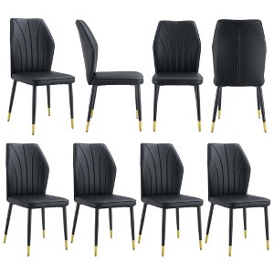 NicBex PU Leather Dining Chairs Set of 8,Upholstered Kitchen Chair with Curved Back and Black Metal Legs for Dining Room,Kitchen - 1 of 4