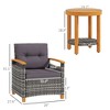 Outdoor Bistro Set Wicker Patio Furniture with Cushions for Porch, Garden - 3 of 4