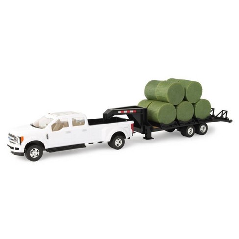 Tomy Ford F350 Pickup With Gooseneck Trailer 10 Bales 132 Scale