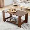 KTMBDW Wood 2-Tier Coffee Table with Storage Shelf for Living Room, Minimalism Accent coffee Table, Easy Assembly Home Furniture - 2 of 4