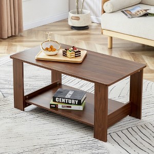 Modern Coffee Table Cocktail Table Center Table Side Table Accent Table, White/Walnut/Gray/Natural-ModernLuxe - 1 of 4