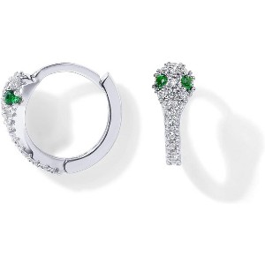 14K Gold Plated Huggie Earrings | 925 Sterling Silver with Cubic Zirconia, U-Shaped Snake Design - 1 of 4