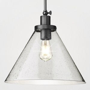 Urban Ambiance Luxury Modern Farmhouse Indoor Pendant,  14''H x 16"W x 16''D,  Matte Black Finish, UHP4676 - 1 of 4