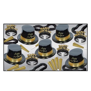 Beistle New Year Gold Legacy Assortment for 10 people includes 20 items for your Party Gold - 1 of 3