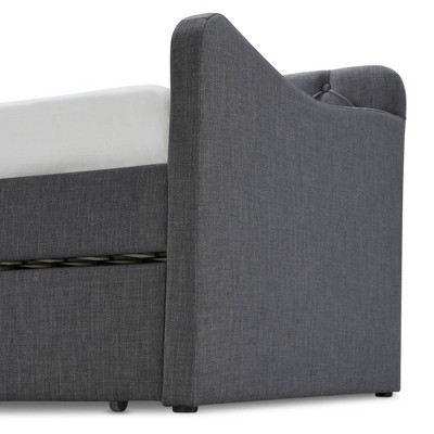 Dark Gray Twin Upholstered Tufted Daybed with Trundle