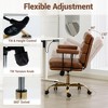 Bosmiller Faux Leather Home Office Desk Chair, Gold Base Vanity Chair with Wheels, Padded Seat and Armrests, Swivel Executive Computer Chair - 4 of 4
