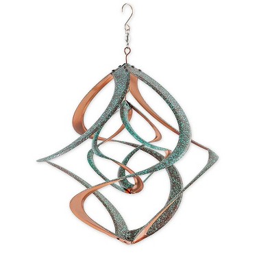 Wind & Weather Copper-Colored and Patina Dual Spiral Hanging Metal Wind Spinner
