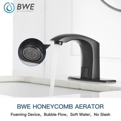 Matte Black Stainless Steel Touchless Bathroom Faucet with Deck Plate