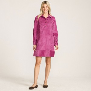 Lands' End Women's Wide Wale Cord Popover Long Sleeve Shirt Dress - 1 of 4