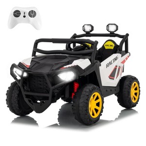24V Electric UTV Car with Remote Control, 4-Wheeler Suspension, Soft Start, 3 Speeds, Led Lights, Bluetooth, Ride on Truck Kids 2-8 Years - 1 of 4