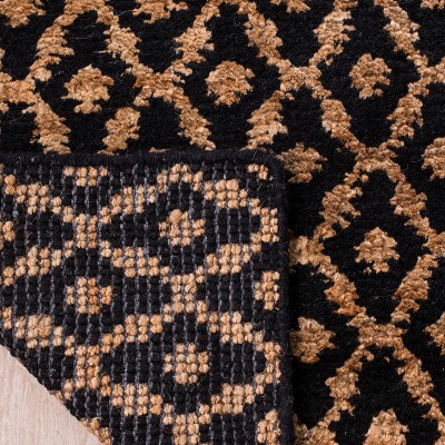 Handmade Black and Gold Wool Bohemian Area Rug