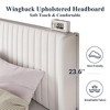 Velvet Bed Frame/Vertical Channel Tufted Wingback Headboard/Upholstered Platform Bed/Strong Wooden Slats/No Box Spring Needed/Easy Assembly/White - 4 of 4