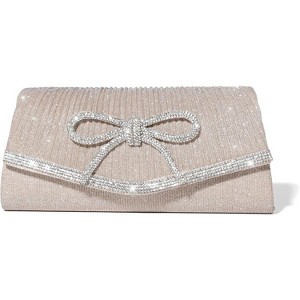 Bow Evening Bag Sparkly Clutch Purses for Women Wedding Glitter Rhinestone Party Prom Purse - 1 of 4